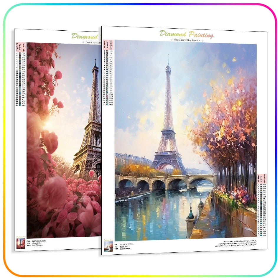 

RUOPOTY Diamond Painting New Arrival Eiffel tower scenery Full Drill Square Full Round Drill Diamond Mosaic Craft Kit Embroidery