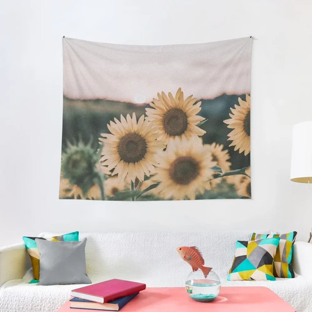 

sunflowers + sunset Tapestry Tapete For The Wall Wallpapers Home Decor Tapestry