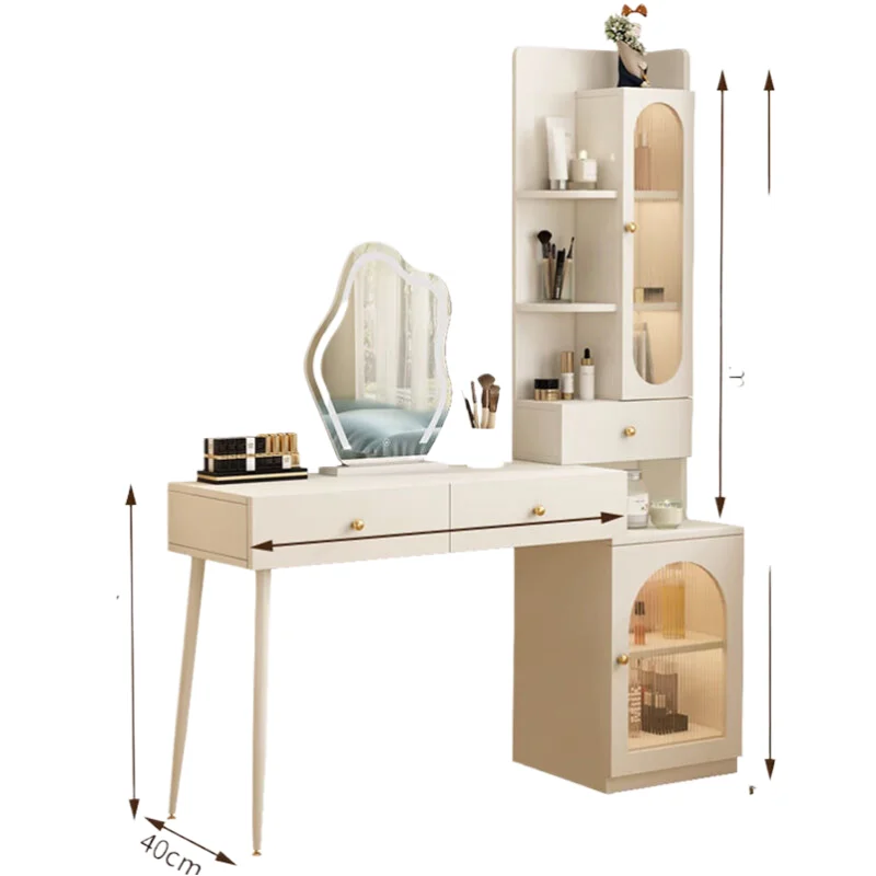 Luxury White Dressing Table Storage Light Organizer Bedroom Dressing Table Mirror Makeup Tocadores De Maquillaje Furniture