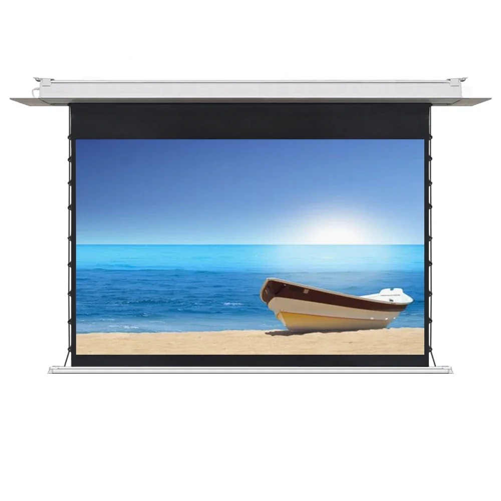 110 inch CBSP Motorized In-Ceiling Screen with Embedded Audio Cable Anti-Light Smart 4k Home Theater Electric Projector Screen