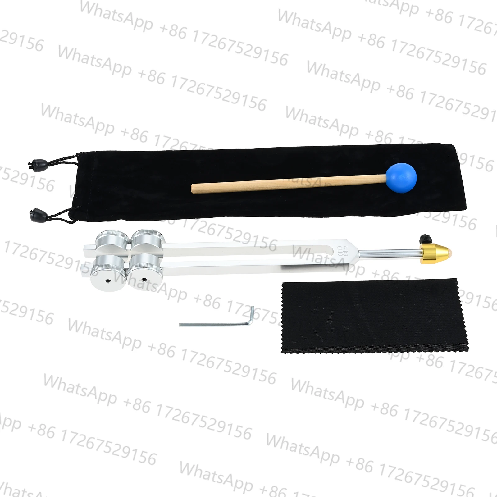 64HZ Weighted Tuner Low Frequency 64 Hz Metal Tuning Fork with Bag Hammer for Yoga Sound Healing Easing Pain Stimulating Nervous