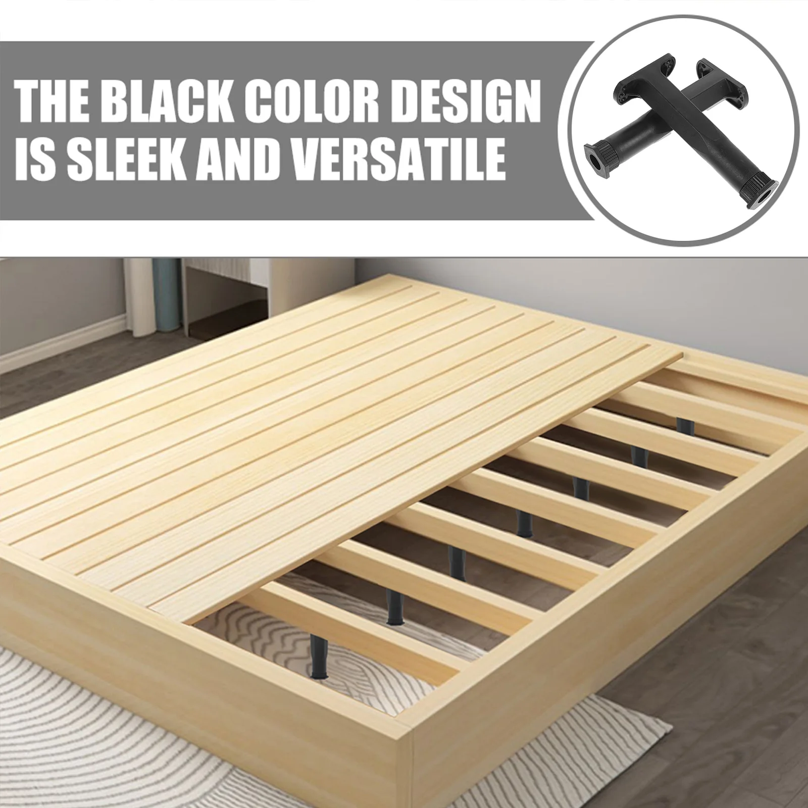 

HOLIDYOYO 2pcs Adjustable Bed Frame Legs Support Base Furniture Replacement Parts Home Use