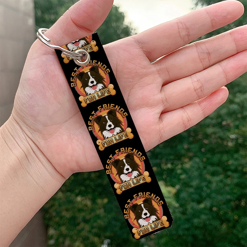 Fashion Border Collie Red Coat Cupcake Dog Keychain Strap Keyrings Hanging Holder Bag Car Wallet Trinket Keychain Hanging