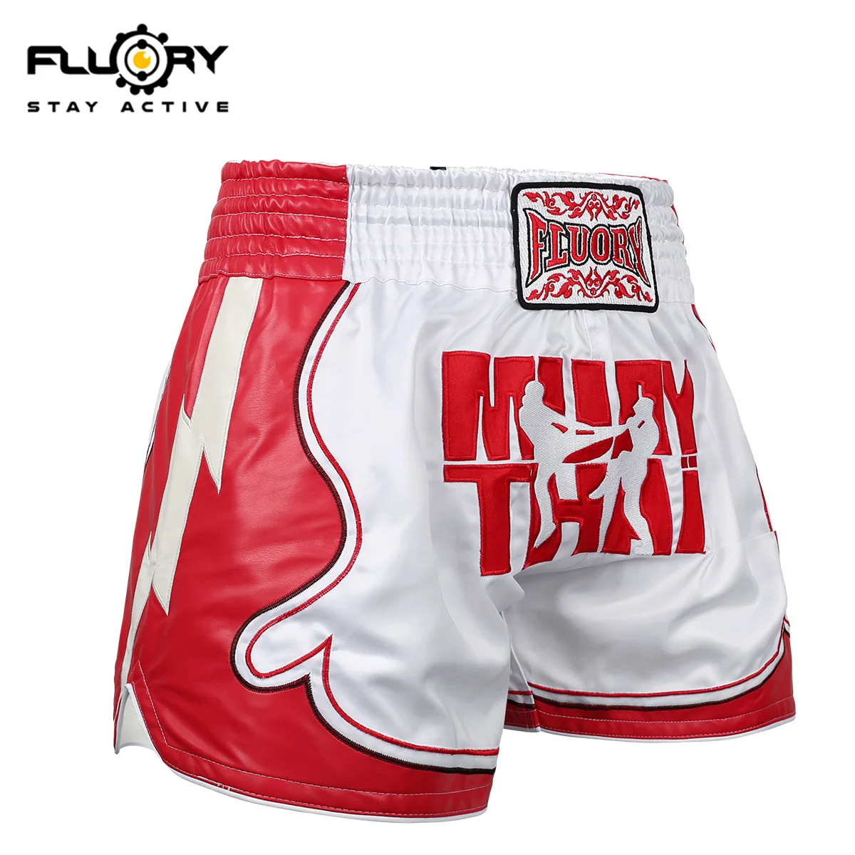 

FLUORY Cortex Muay Thai Shorts Leather Exquisite Embroidery Breathable Beautiful Training Fitness Men's Women's Boxing Shorts