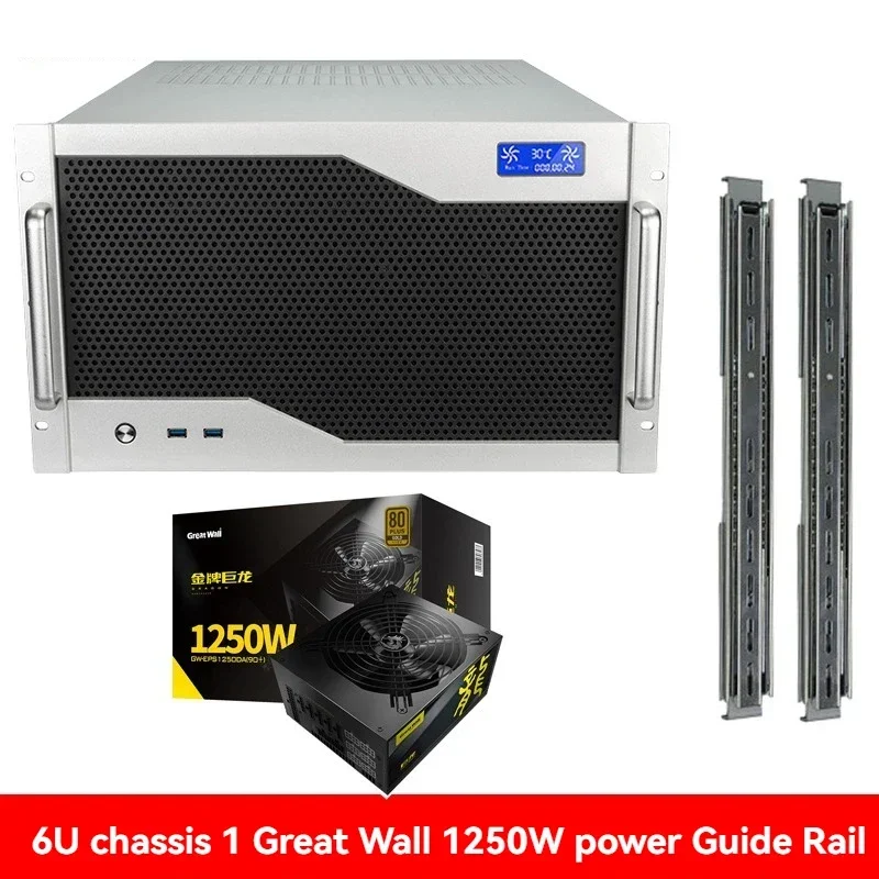 

220v Electric 6U Chassis Multiple Graphics Card EATX Dual Motherboard ATX Power Supply 12 Expansion Slot 360 Water-cooled AI AI