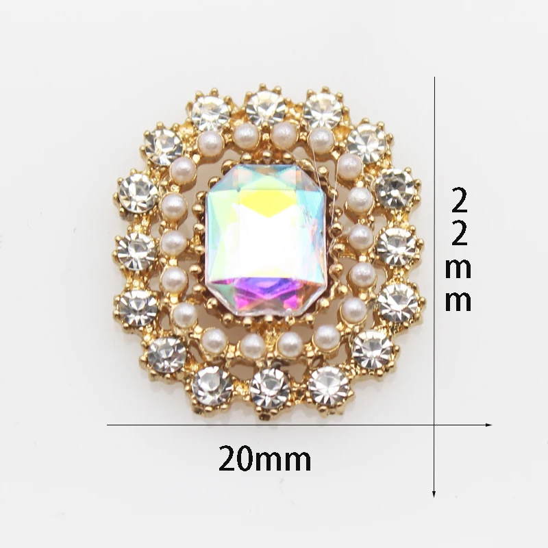 10pcs 20 * 22mm Metal Alloy Rectangular Rhinestones Diy Jewelry Wedding Gift Packaging Accessories