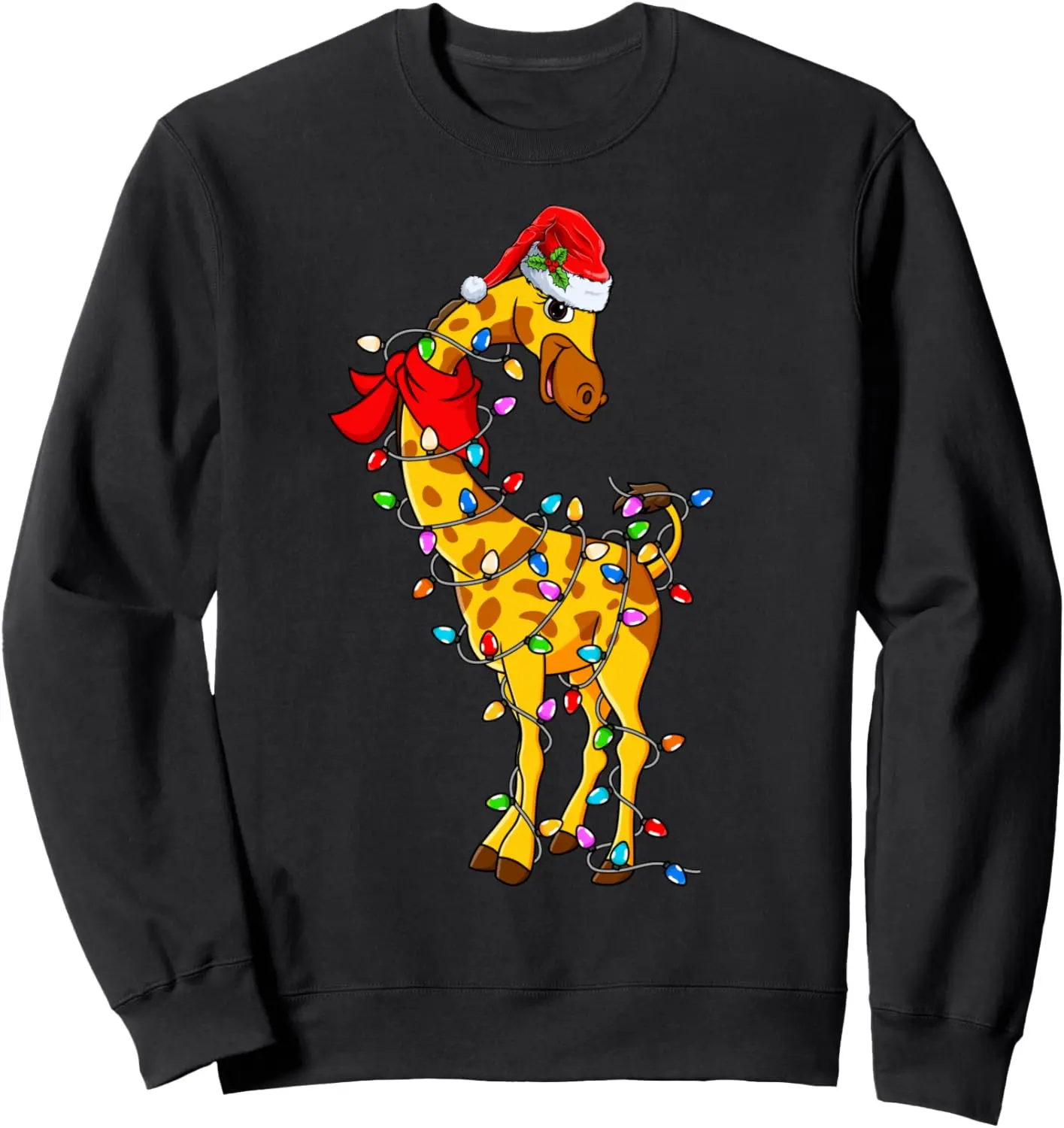 Giraffe Wearing Santa Hat - Funny Giraffe Lover Christmas Sweatshirt