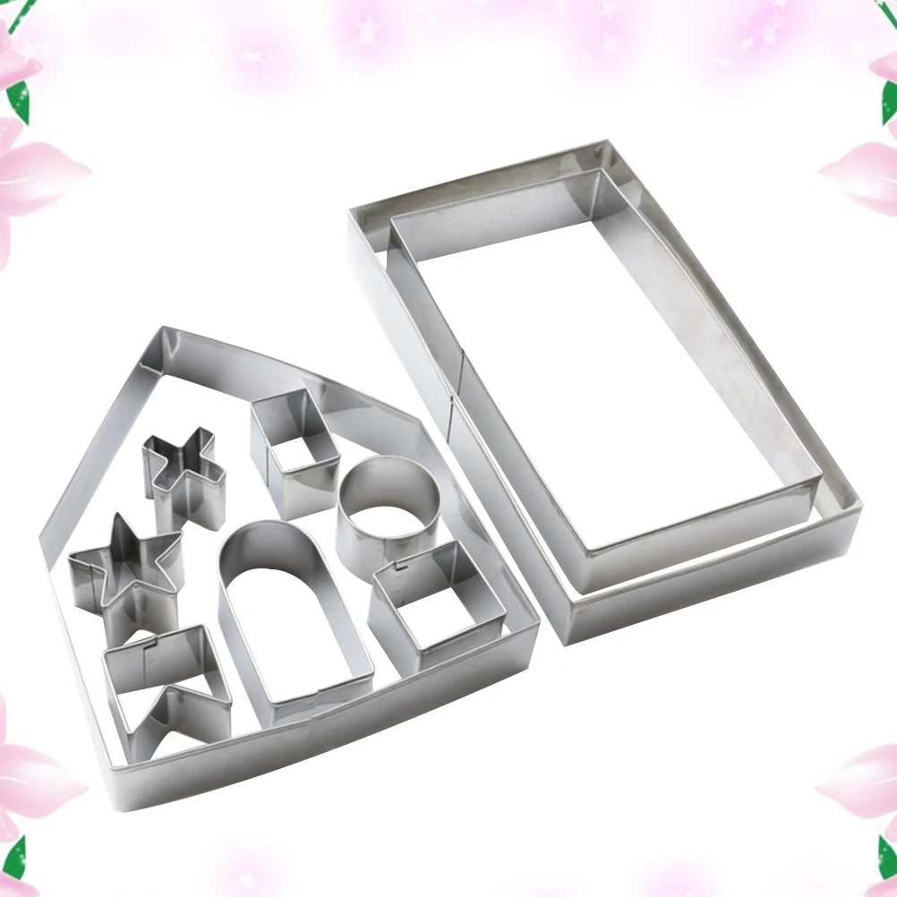 

10pcs Christmas Gingerbread House Cookie Molds Baking Tool Non-Stick Cake Biscuit Chocolate Stainless Steel 3D Design Easy