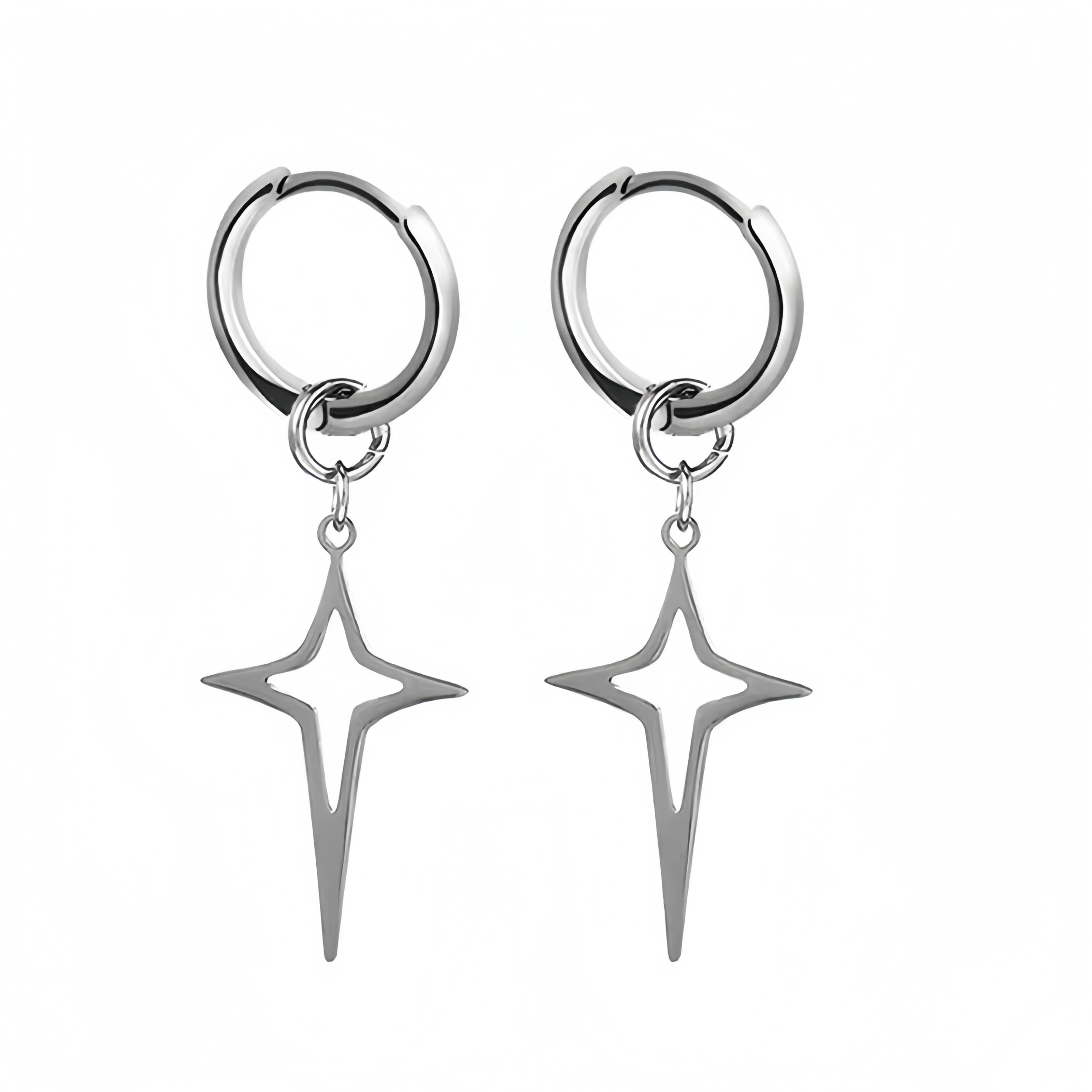 Lange hängende Kreuze Blätter Anhänger Creolen Frau Ohrringe Mann Vintage Edelstahl Hip Hop Ohr Piercing Schmuck Zubehör