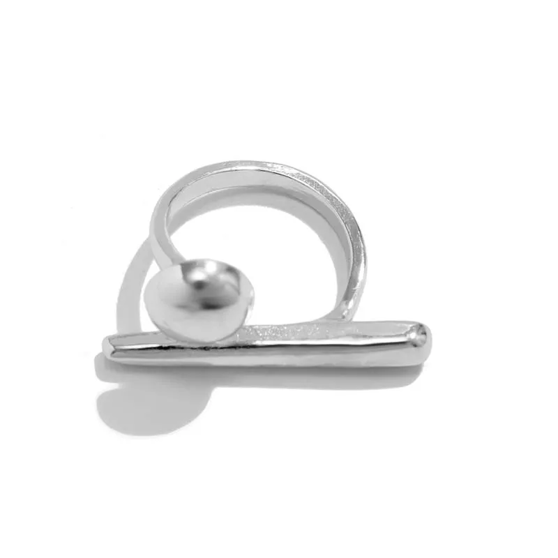 Creative Irregular Geometric Ball Open Ring for Women Men Punk Gold Color Line Adjustable Couple Finger Ring Jewelry Accessories image 5