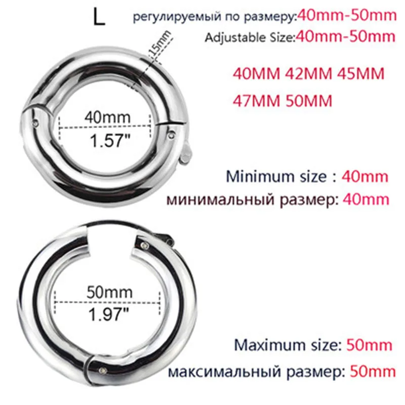 Stainless Steel Penis Ring Ball Stretcher Scrotum Pendant Metal Cock Ring Sex Toys For Men Ejaculation Adjustable Lock