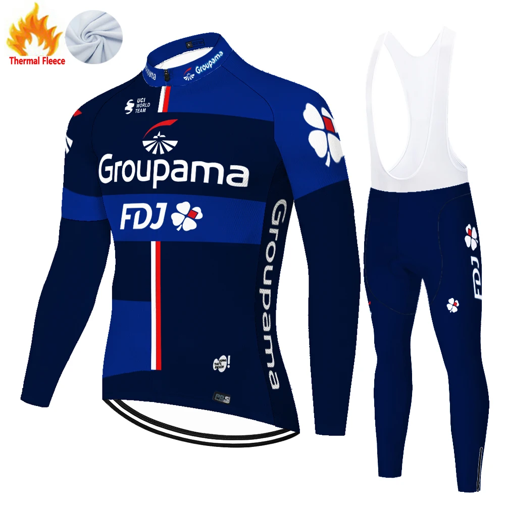 Proteam Winter Thermal Fleece 2024 FDJ cycling jersey ensemble cyclisme homme 자전거져지 ropa hombre 자전거의류 bicicletas