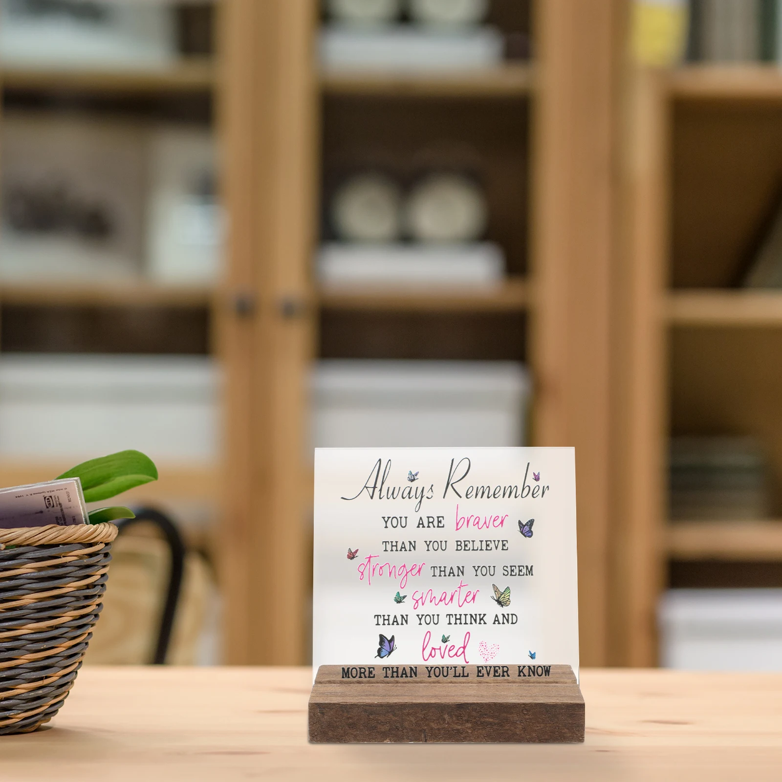 

Desk Decoration Office Sign Inspirational Table The Decorative Motivational Wooden Positive Cheer up Plaque