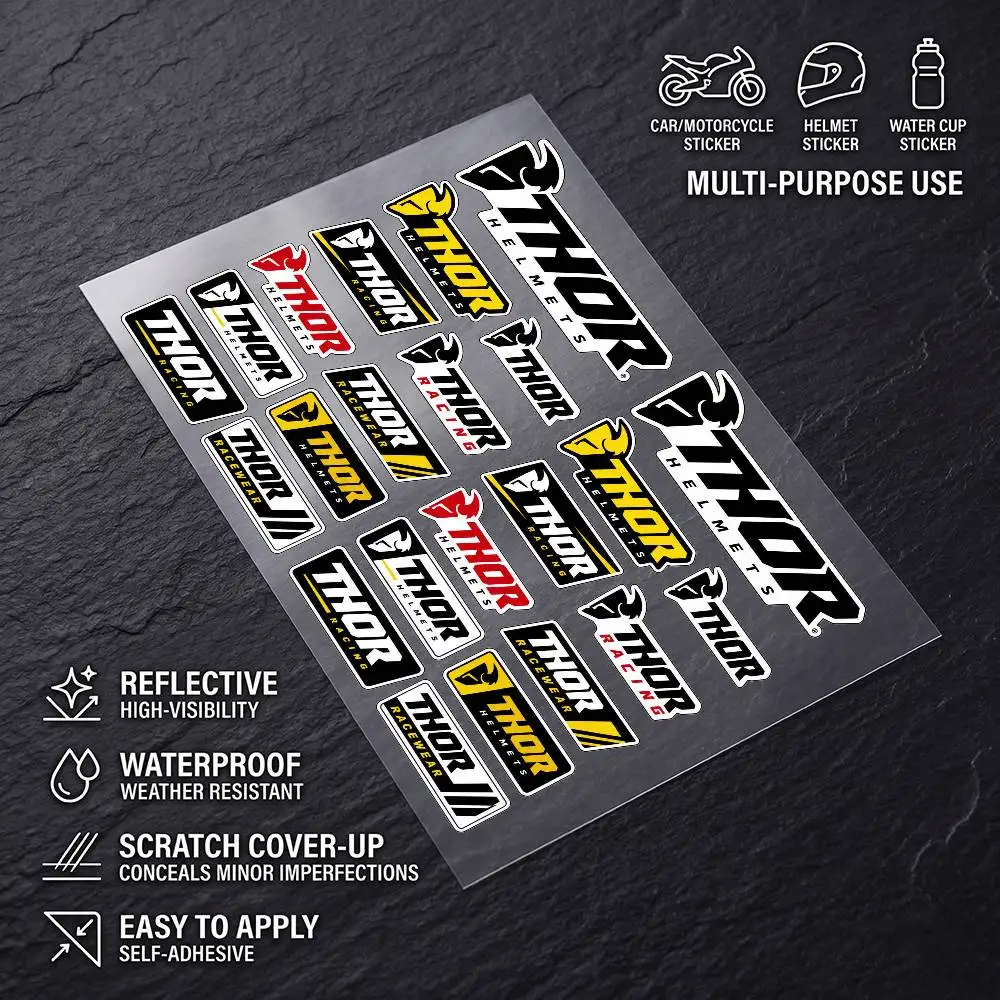 T-hor Waterproof Vinyl Fashion Universal Scratch Resist Reflective Waterproof Stickers Auto Motorcycle Helmet Mug Refrigerator