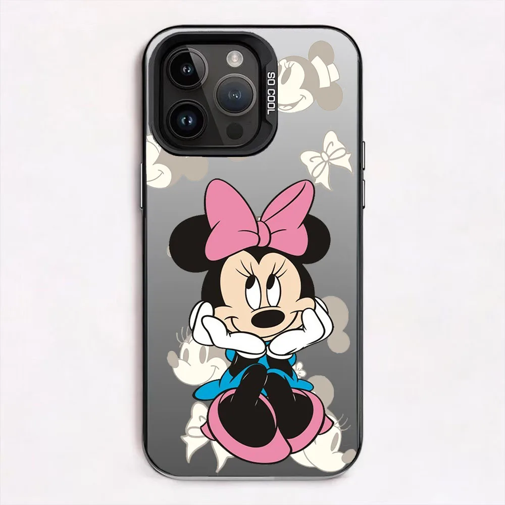 Mickey Minnie Mouse For iPhone16promax  15 14 13 12 11 Pro Max XS Max X XR 7 8 Plus Fashion Colorful Silver Matte Phone Case