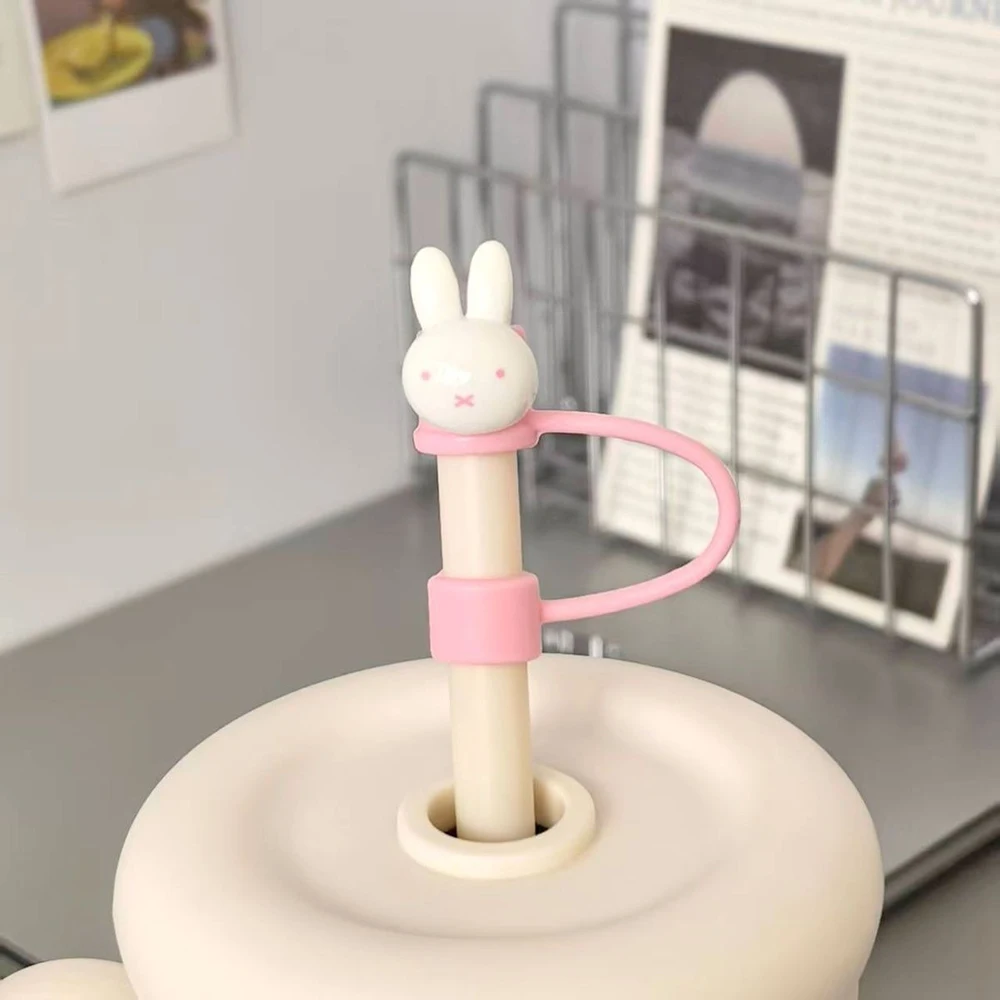 かわいいミッフィー ストロー トッパー キュートなミッフィー ウサギヘッド ダストプラグ 適合ストロー径8-10mm アクセサリー キュートなバニー ストロー カバー 女の子へのギフト