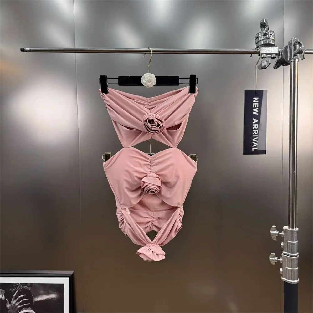 

2025 Summer Women's Bodysuit Knit Appliqué Corset Hollow-out Sexy Women's Jumpsuit Y2K New Fashion High-Quality Top Vest bra