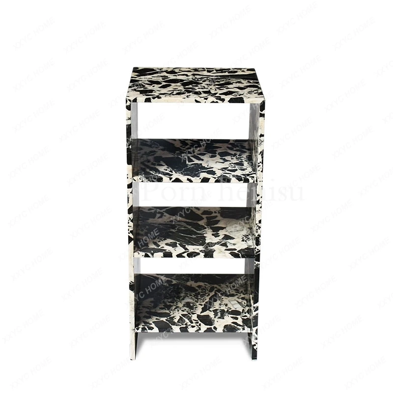 minimalist natural marble sofa edge few living room household side table three-layer side table