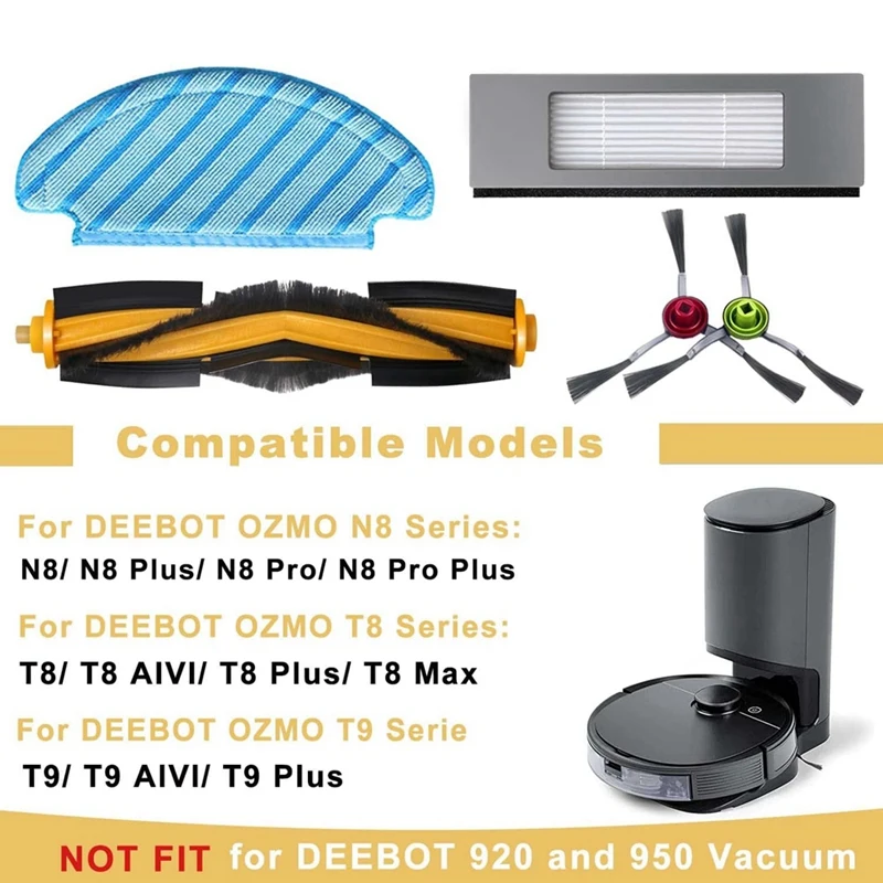 Accesorios para aspiradora Ecovacs Deebot OZMO N8/ N8+/N8 Pro/T8/T8+/T8 AIVI/T9/ T9+, accesorios T8 incluidos