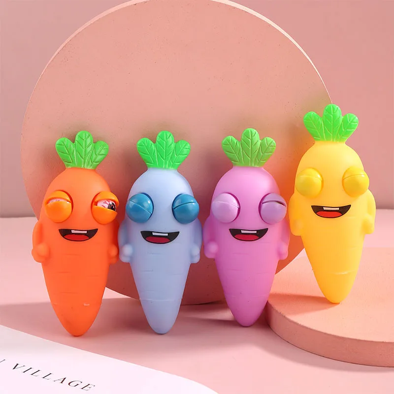 Creative Carrot Squeeze Popping Eyes Colorful Decompression Toy Funny Compulsive Stress Relief Venting Toys