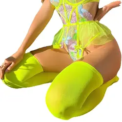 Neon grüne Strümpfe bequeme weiche Strümpfe Samt warme Strumpfwaren Mode Strümpfe sexy Dessous Frauen Oberschenkel hohe Strümpfe