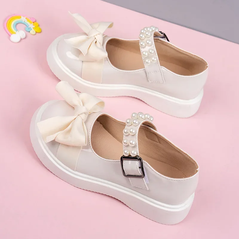 Children Girls Leather Shoes Princess Retro Flats Kids Dress Student Show Dance Toddler Bowknot Shoes Toddler Casual Mary Janes