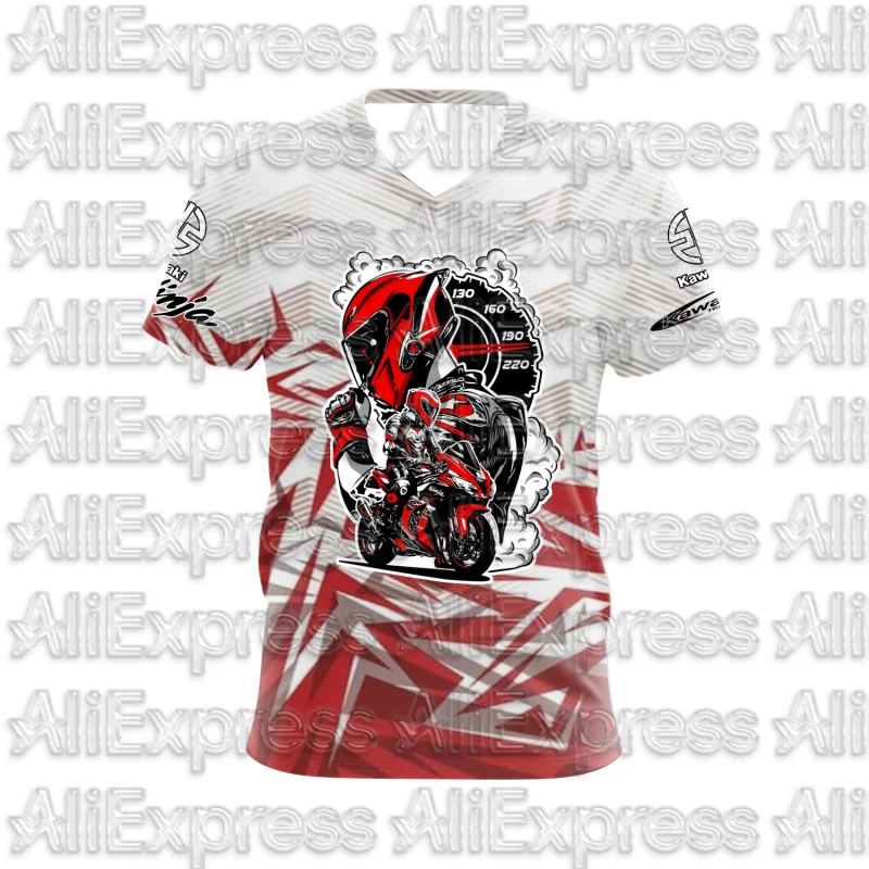 

MOTO 2025 Summer New Men's Motorcycle T-shirt Kawasaki Logo 3D Printed Casual Short Sleeve Breathable T-shirt Fashionable Trend
