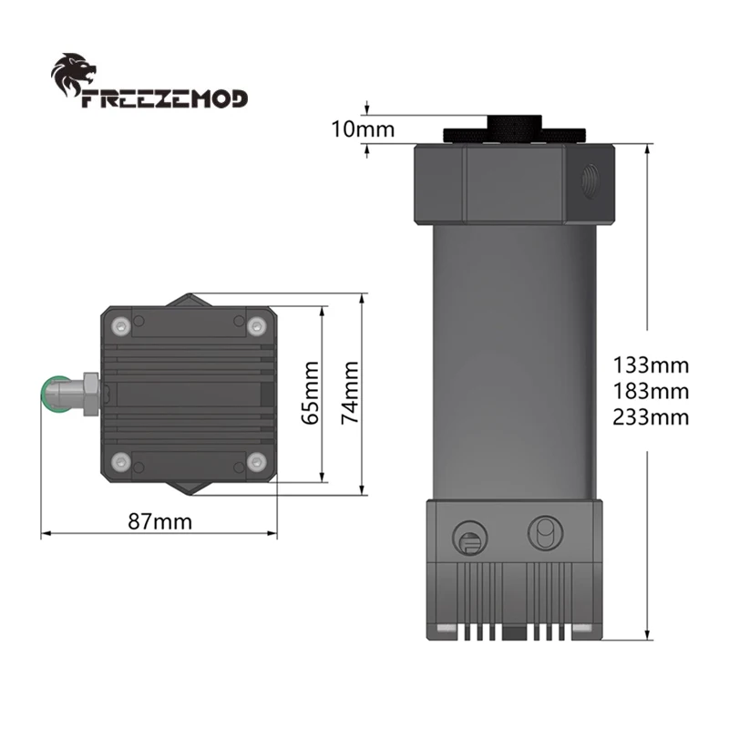 FREEZEMOD Full Aluminum AIO Water Pump Box, Anti-Explosion DC 12V/24V 133MM-233MM Reservoir, PUB-JSM6