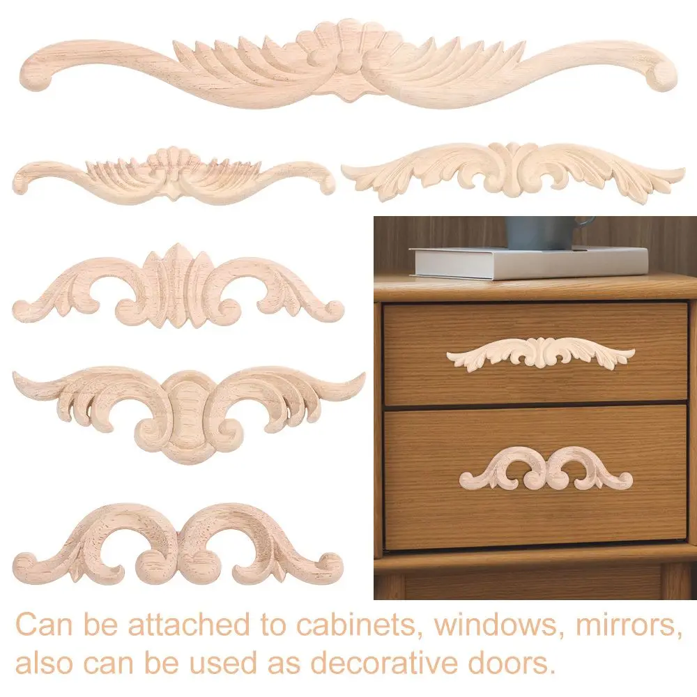 Decoration Unique Furniture Parts Wood Carved Corner Appliques Frame Woodcarving Decorative wooden Figurines Crafts