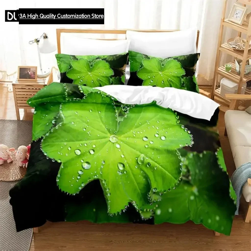 

Green Leaves Queen Bedding Set Duvet Cover Set Kids Bedding Digital Printing Bed Linen King Size Duvet Cover Set