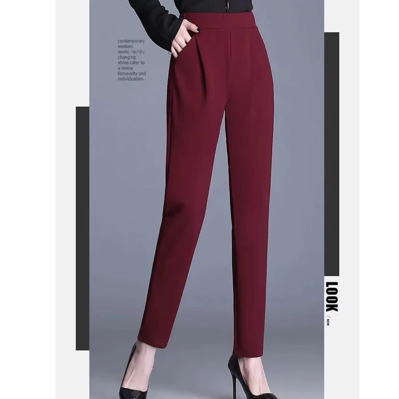 Women's Black All-match Harlan Pants Summer New Thin Solid High Waist Simplicity Plus Size Casual Pants Vintage Fashion Clothing