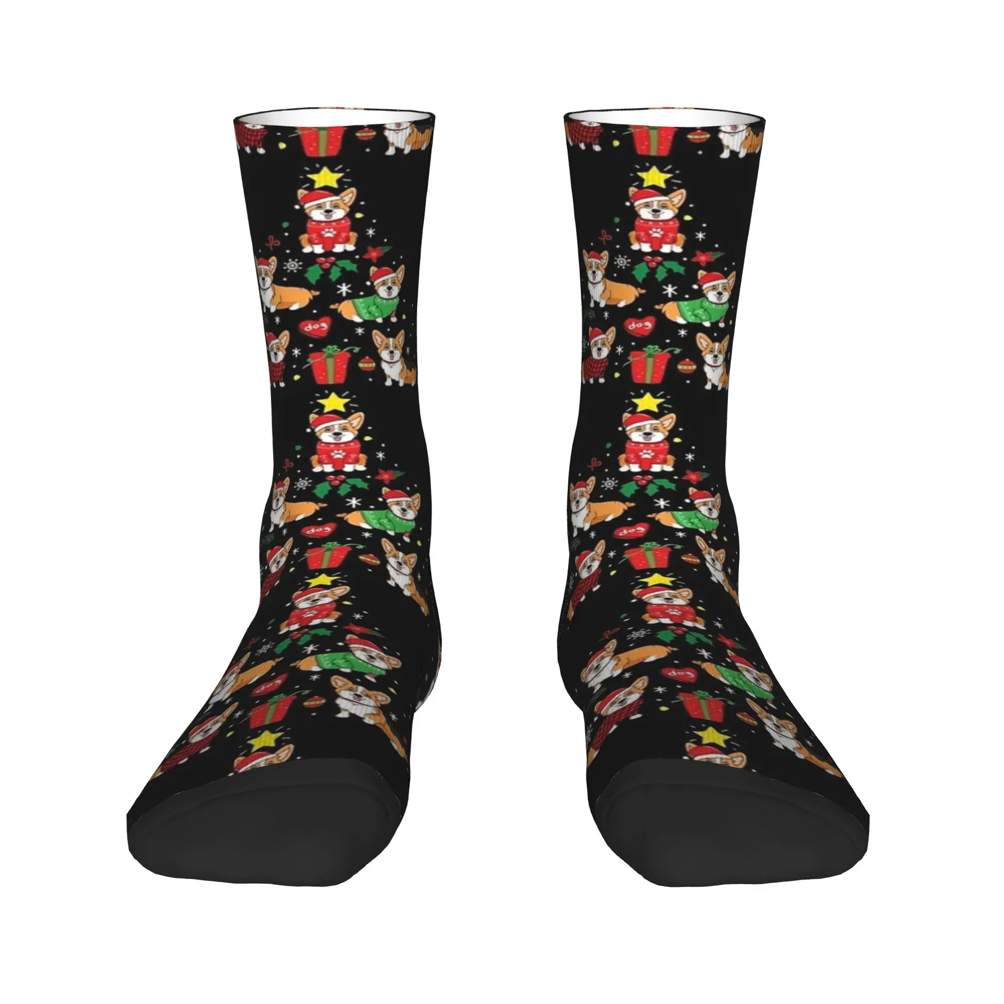 Corgi Christmas Ornament Tree Stockings Graphic Fashion Socks Winter Anti-Slip Socks Women Men Running Sports High Quality Socks
