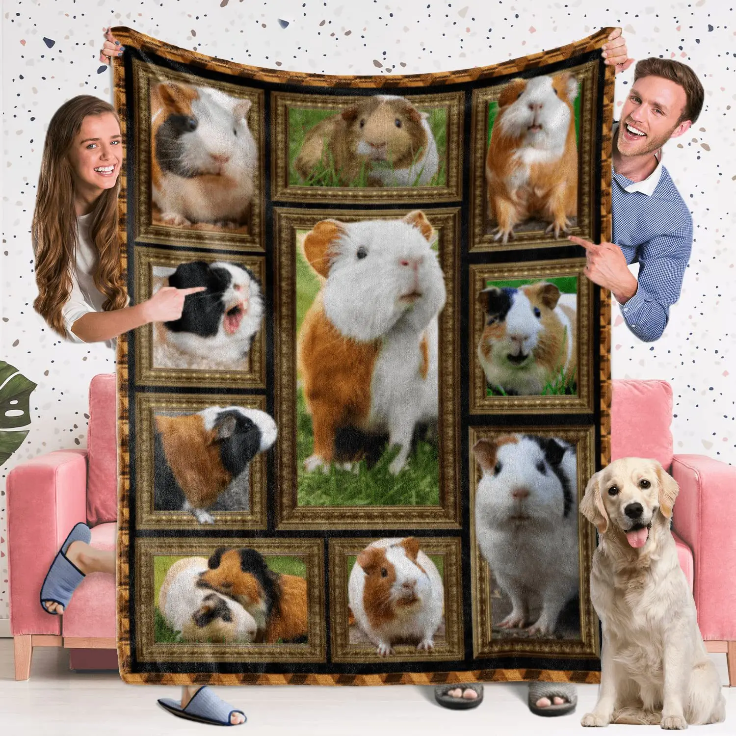 

Cute guinea pig animal Printed Blanket for Sofa Bed Travel Camping Living Room Office Conditioning Blanket for All Seasons Gifts