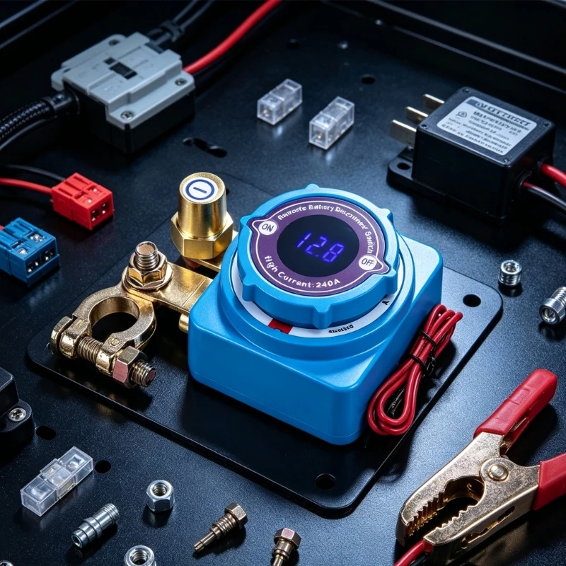 Battery Disconnect Control with Digital Battery Readout, 12 V Terminal Mount and Remote On Off Wire for Battery Management 68UF