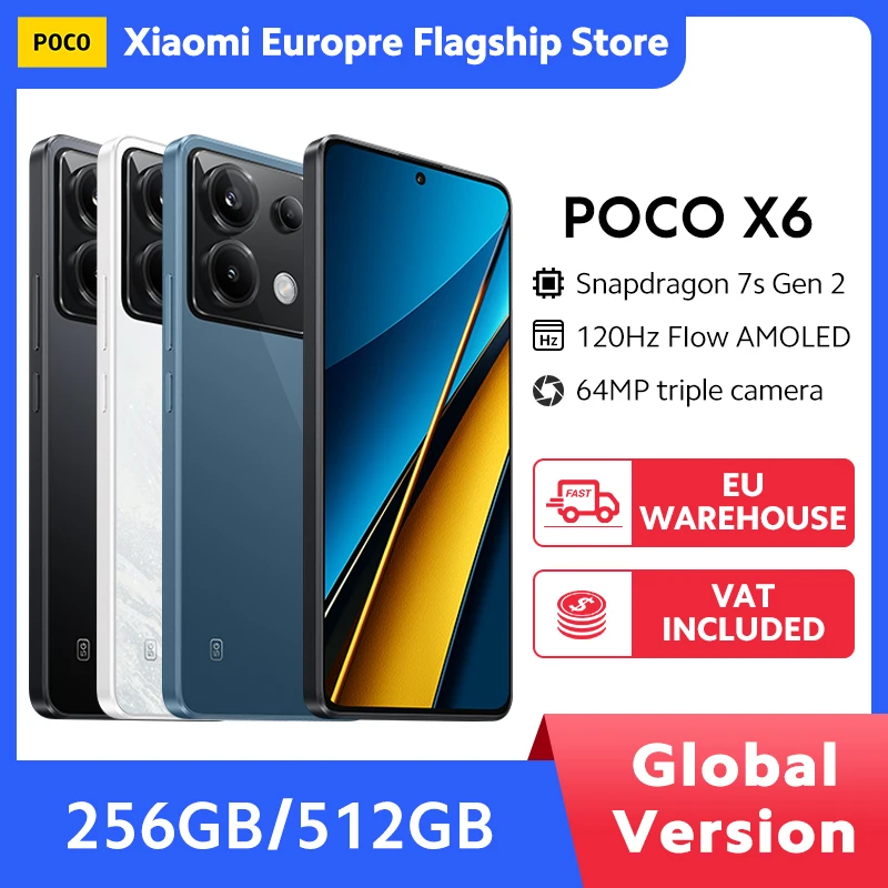 POCO X6 5G Global Version Smartphone Snapdragon 7s Gen 2 6.67 AMOLED Display 120Hz AMOLED Display 64MP Camera OIS 67W NFC