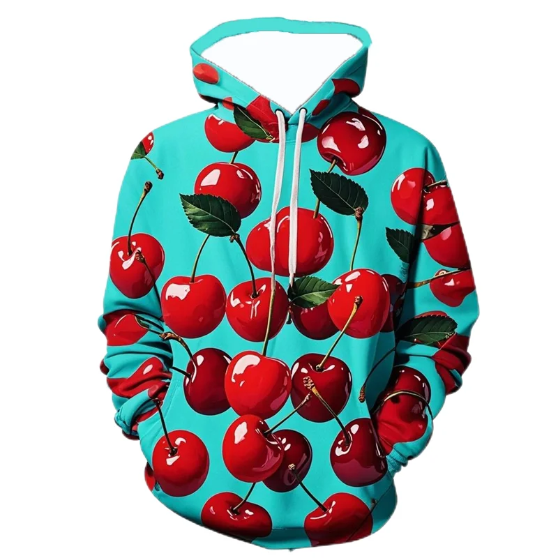 New Cherry Hoodies Funny Fruit 3D Print Women Hooded Sweatshirts Streetwear Pullover Harajuku Tracksuits Female Unisex Clothing