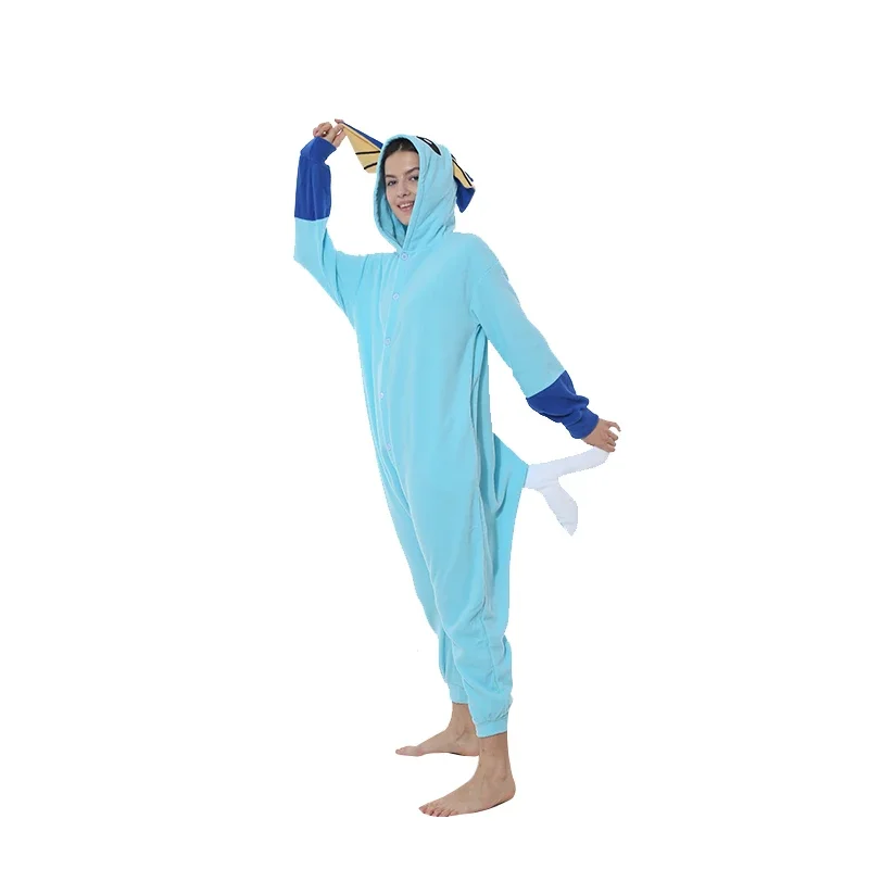 Vaporeon Cosplay Costume Cartoon Onesies Halloween Kigurumi for Women Pajamas Men Full Body Clothes One-piece Pijamas Adults