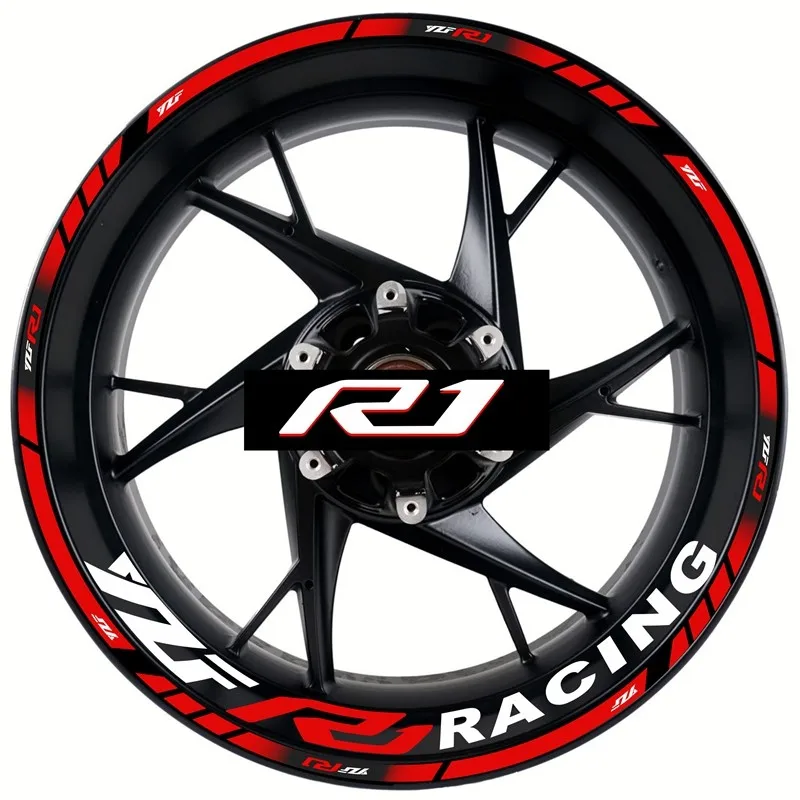 Autocollants de jante de roue pour Yamaha R1, ensemble de logos Yzf R1, décor de moyeu de roue intérieur et extérieur de 17 pouces