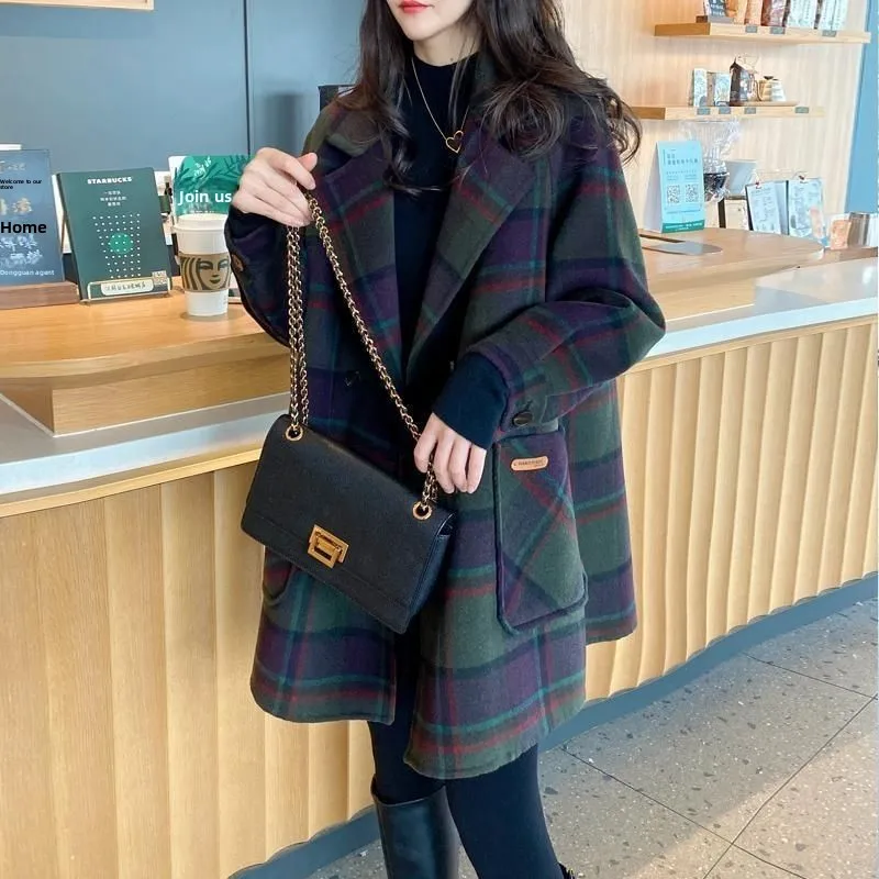 Slimming Effect Mid-Length Women's Coat for Commuting Autumn Winter New Style Female Outerwear without Labels Fashionable
