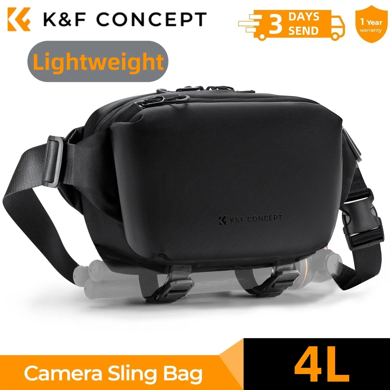 K&F CONCEPT 4L Camera Sling Bag Lichtgewicht reisfotografie schoudertas voor Canon Sony DSLR SLR cameratas Statiefhouder