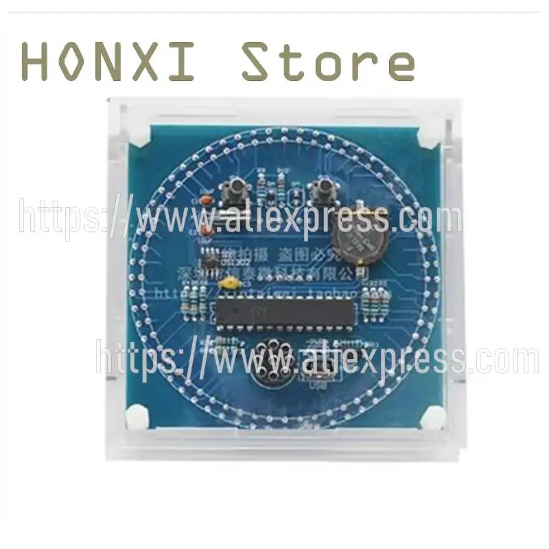 1PCS Electronic clock suite C51 optically controlled temperature DS1302 rotating LED light water DIY production parts