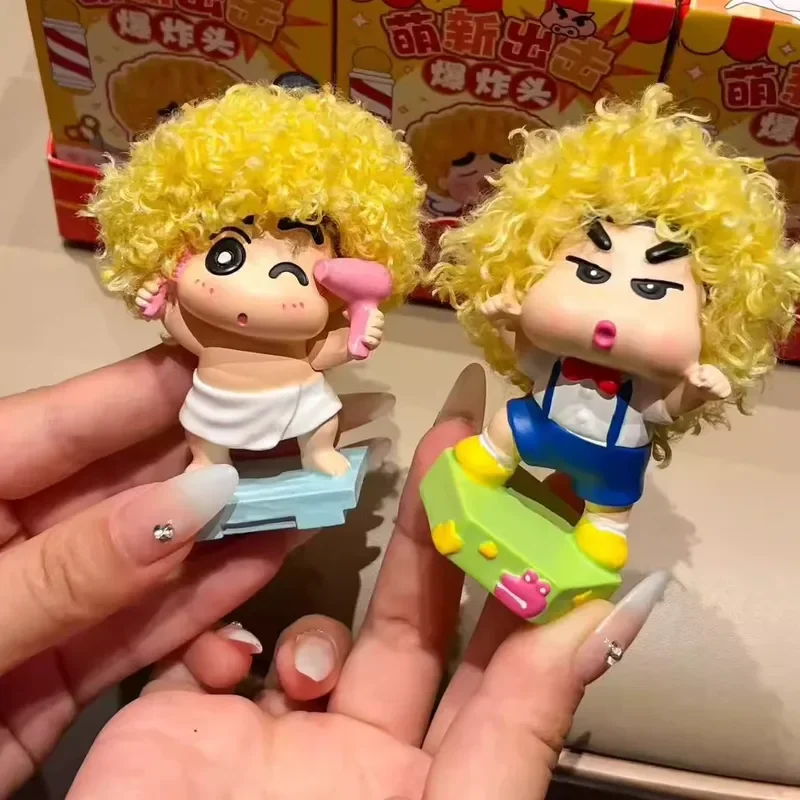 New Crayon Shin-Chan Funny Curly Hair Series Surprise Blind Box Toys Desktop Ornament Model Cute Car Decoration Holiday Gift