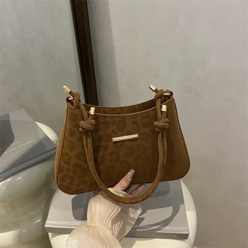 Autumn Leopard Print Shoulder Underarm Bags for Women Retro Casual Ladies Crossbody Bag Portable Female Phone Handbags Purse