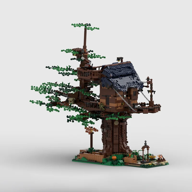 모듈형 도시 건축 모델 MOC 빌딩 블록 모듈형 뉴 라이프 트리 하우스 기술 블록 크리스마스 DIY 장난감 건설 선물