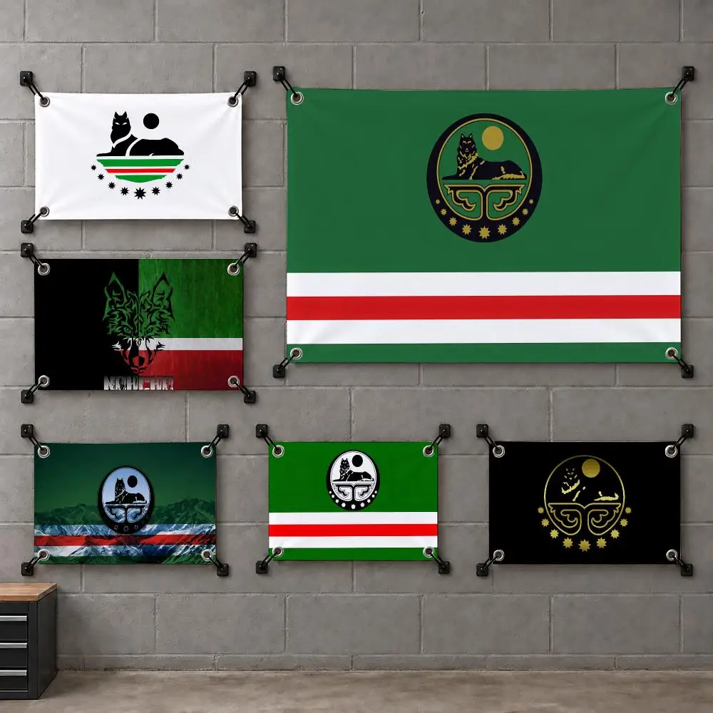 C-Chechen Republic Flag Flags Custom Wall Hanging Background Art Banner For Bedroom Home Living Room Outdoor Decor
