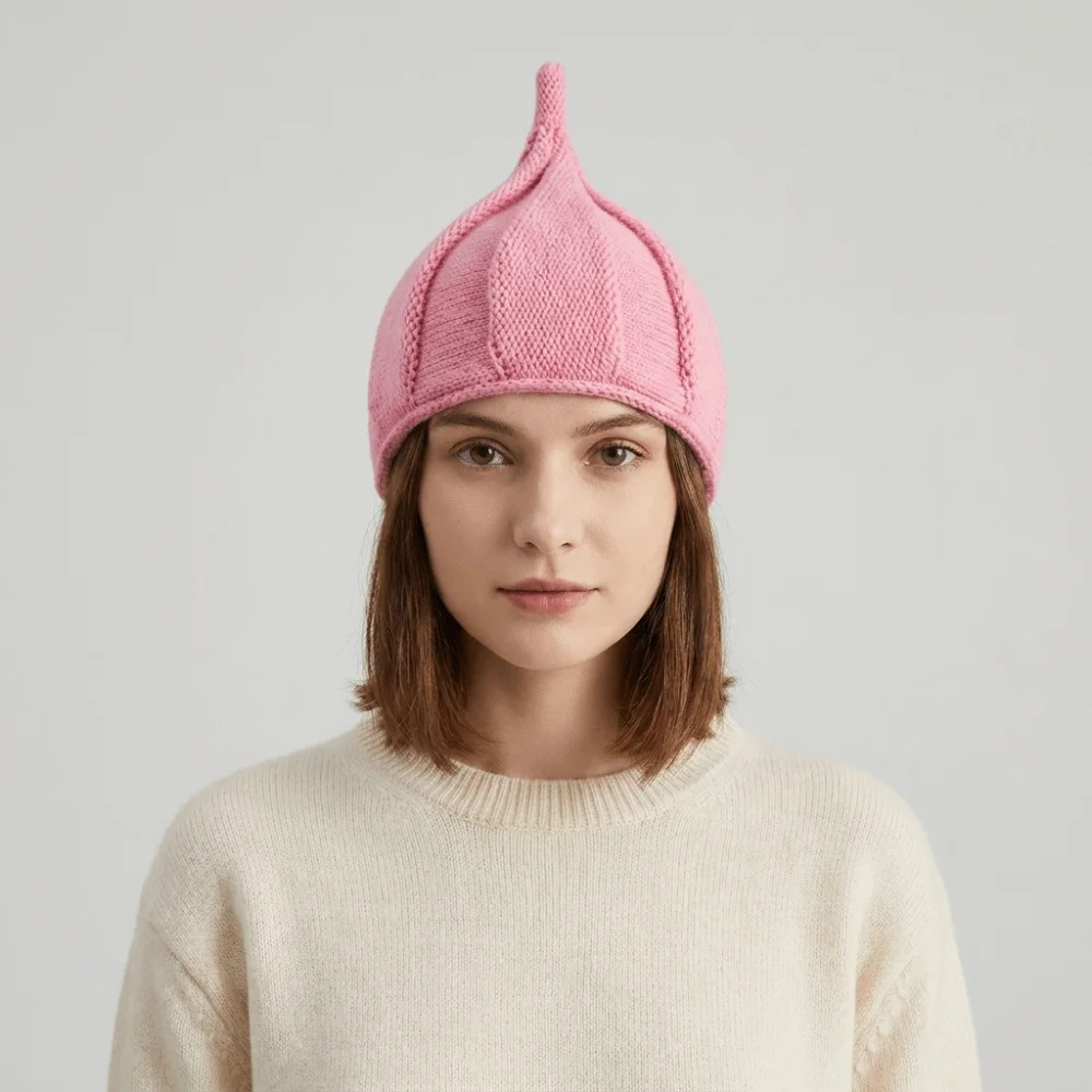 Einfache Spire-Strickmütze, einfarbig, koreanischer Stil, weiche Pullover-Mütze für Erwachsene – Detail 8