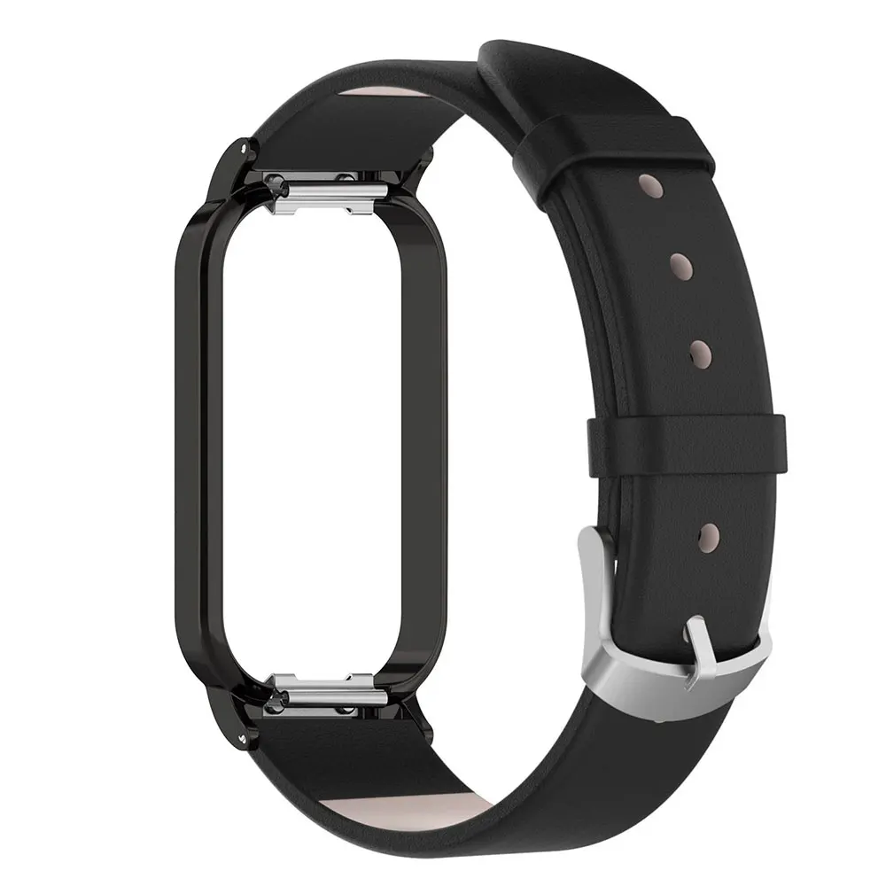 Pulsera de cuero con funda para Xiaomi Mi Band 8, pulsera de reloj inteligente para hombre y mujer, funda protectora activa