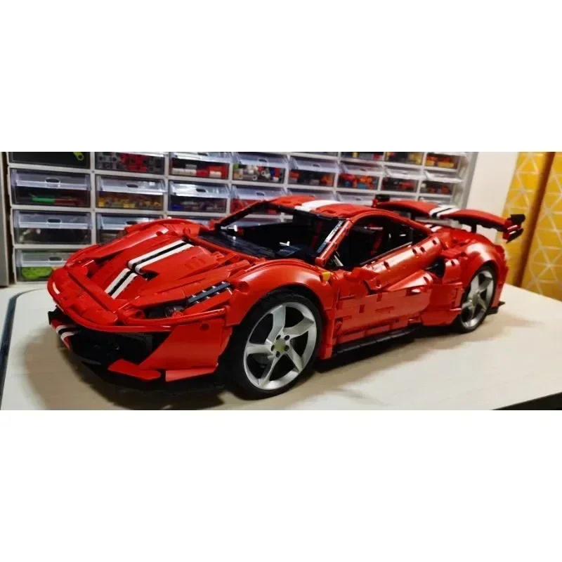 MOC-136039 สีแดงใหม่ไฟฟ้า RC Supercar ชุด Splicing Building Block รุ่น 3569 ชิ้นส่วนอาคารบล็อกของเล่นเด็กของขวัญ