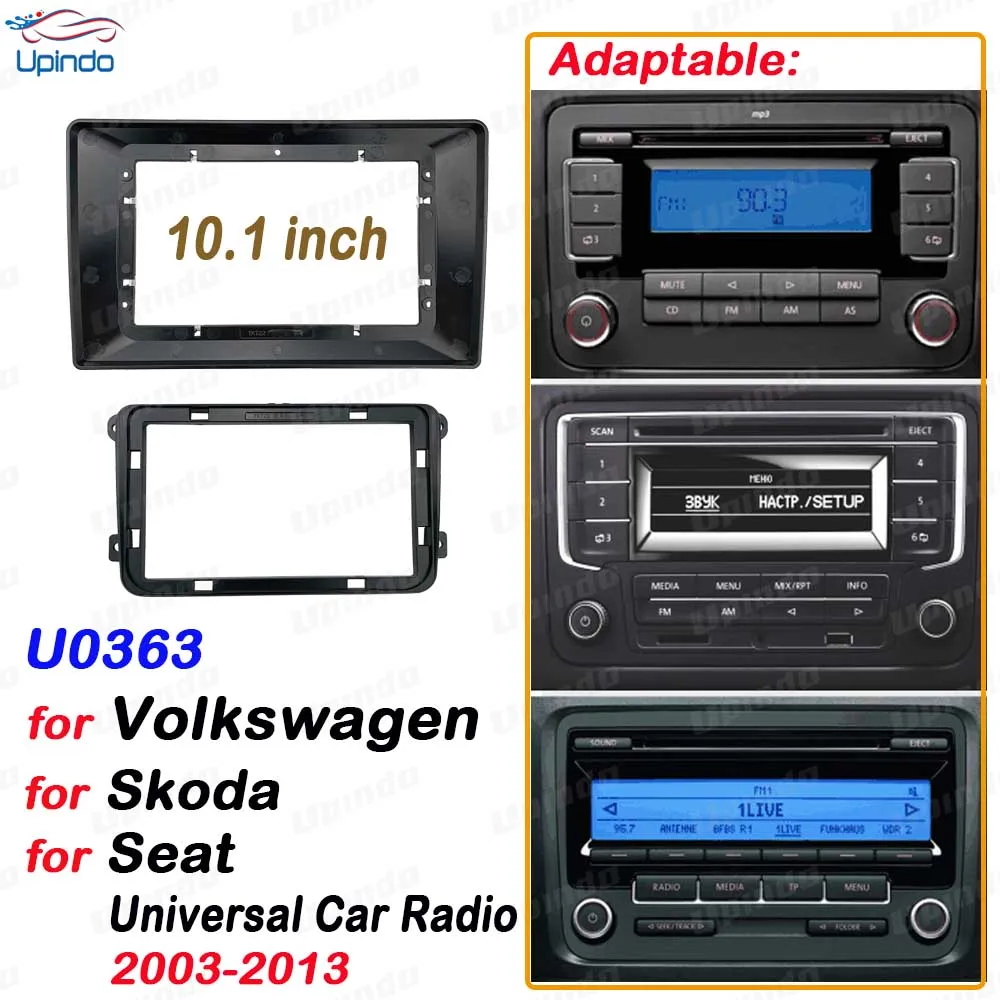 

2 Din 10.1 Inch Car Radio Plastic Fascia Panel Frame Installation GPS Mp5 Dash Mount Kit for VW Car Audio 2003-2013
