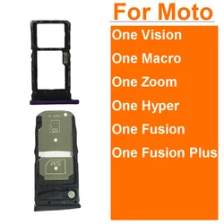 Sim Card Tray Socket Slot Holder Adapters For Motorola Moto One Zoom Macro Hyper Vision One Fusion Plus P50 Replacement Parts